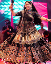 Black Lehenga Choli With Mirror Work And Attached Black Dupatta