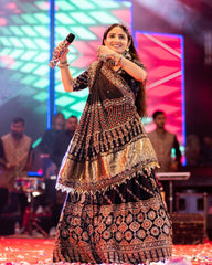 Black Lehenga Choli With Mirror Work And Attached Black Dupatta