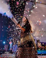 Black Lehenga Choli With Mirror Work And Attached Black Dupatta