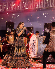 Black Lehenga Choli With Mirror Work And Attached Black Dupatta