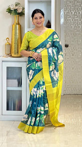 SOFT TUSSAR SILK SAREE WITH BEAUTIFUL PRINT WITH ATTRACTIVE PALLU AND CONTRAST PALLU  WITH TASSAL