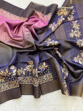 SOFT TUSSAR SILK SAREE WITH BEAUTIFUL PRINT WITH ATTRACTIVE PALLU AND CONTRAST PALLU  WITH TASSAL