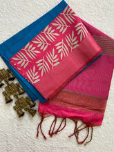 SOFT TUSSAR SILK SAREE WITH BEAUTIFUL PRINT WITH ATTRACTIVE PALLU AND CONTRAST PALLU  WITH TASSAL