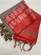 SOFT TUSSAR SILK SAREE WITH BEAUTIFUL PRINT WITH ATTRACTIVE PALLU AND CONTRAST PALLU  WITH TASSAL