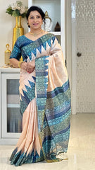 SOFT TUSSAR SILK SAREE WITH BEAUTIFUL PRINT WITH ATTRACTIVE PALLU AND CONTRAST PALLU  WITH TASSAL