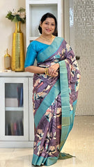 SOFT TUSSAR SILK SAREE WITH BEAUTIFUL PRINT WITH ATTRACTIVE PALLU AND CONTRAST PALLU  WITH TASSAL