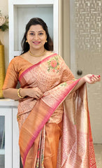 SOFT TUSSAR SILK SAREE WITH BEAUTIFUL PRINT WITH ATTRACTIVE PALLU AND CONTRAST PALLU  WITH TASSAL