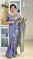 SOFT TUSSAR SILK SAREE WITH BEAUTIFUL PRINT WITH ATTRACTIVE PALLU AND CONTRAST PALLU  WITH TASSAL