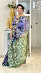 SOFT TUSSAR SILK SAREE WITH BEAUTIFUL PRINT WITH ATTRACTIVE PALLU AND CONTRAST PALLU  WITH TASSAL