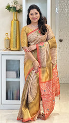 SOFT TUSSAR SILK SAREE WITH BEAUTIFUL PRINT WITH ATTRACTIVE PALLU AND CONTRAST PALLU  WITH TASSAL