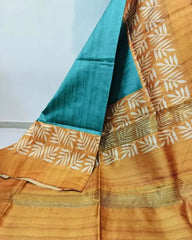 Soft Tussar Silk LEAF DESIGN sarees with Beautiful PALLU AND ATTACHED TASSAL
