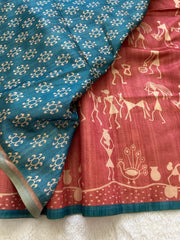 SOFT TUSSAR SILK SAREE WITH BEAUTIFUL PRINT WITH ATTRACTIVE PALLU AND CONTRAST PALLU  WITH TASSAL