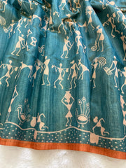 SOFT TUSSAR SILK SAREE WITH BEAUTIFUL PRINT WITH ATTRACTIVE PALLU AND CONTRAST PALLU  WITH TASSAL