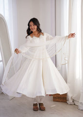 PREMIUM QUALITY HEAVY PURE ROMANSILK CHANDERI FABRIC ANARKALI GOWN