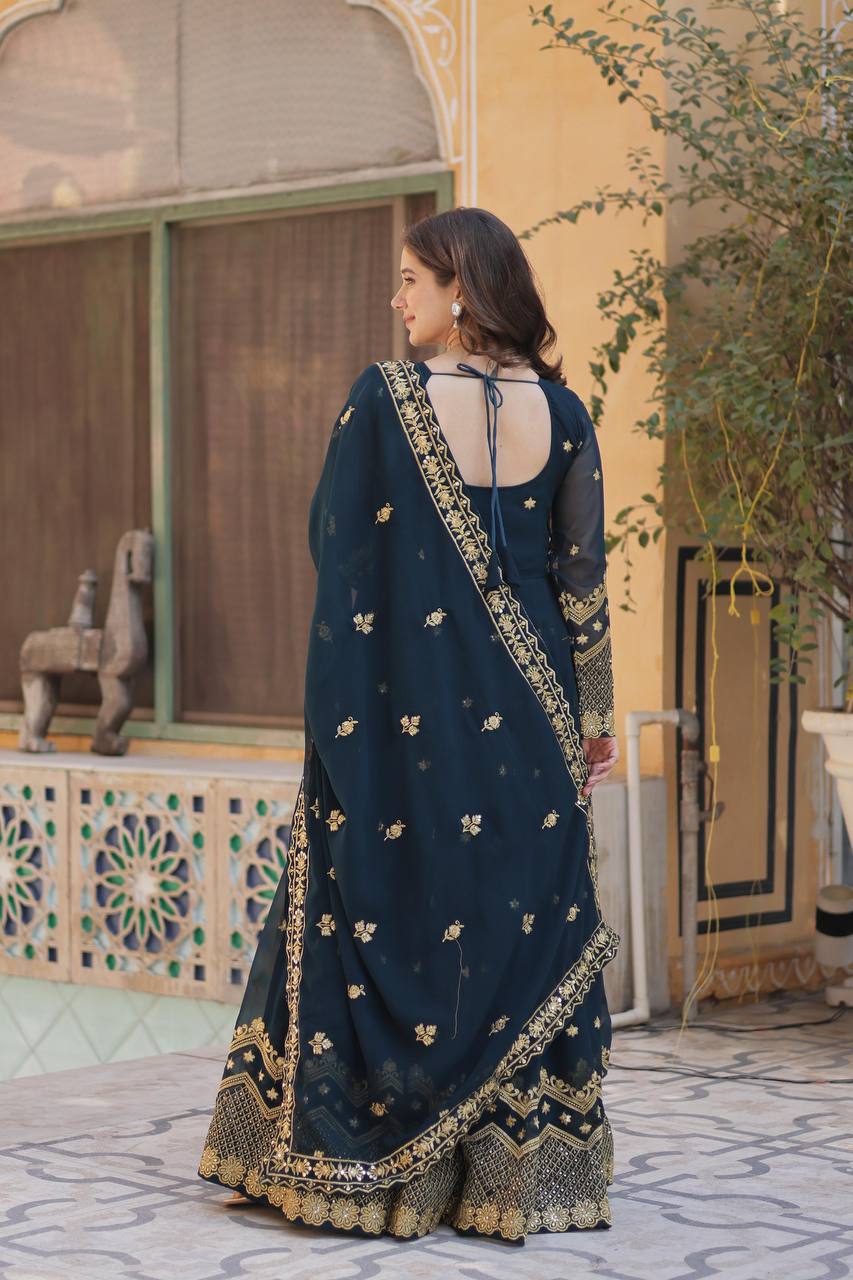 Women's Fully Flair Gown Made With Star Georgette Fabrics