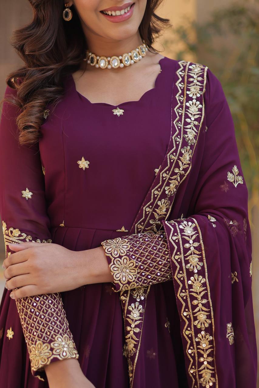 Women's Fully Flair Gown Made With Star Georgette Fabrics