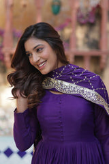 Women's Fully Flair Gown Made With Star Georgette Fabrics and Designer Embroidered Dupatta