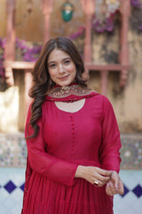 Women's Fully Flair Gown Made With Star Georgette Fabrics and Designer Embroidered Dupatta