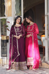 WOMEN DESIGNER EMBROIDERED GOWN WITH DUPATTA