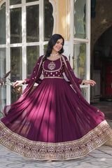 WOMEN DESIGNER EMBROIDERED GOWN WITH DUPATTA