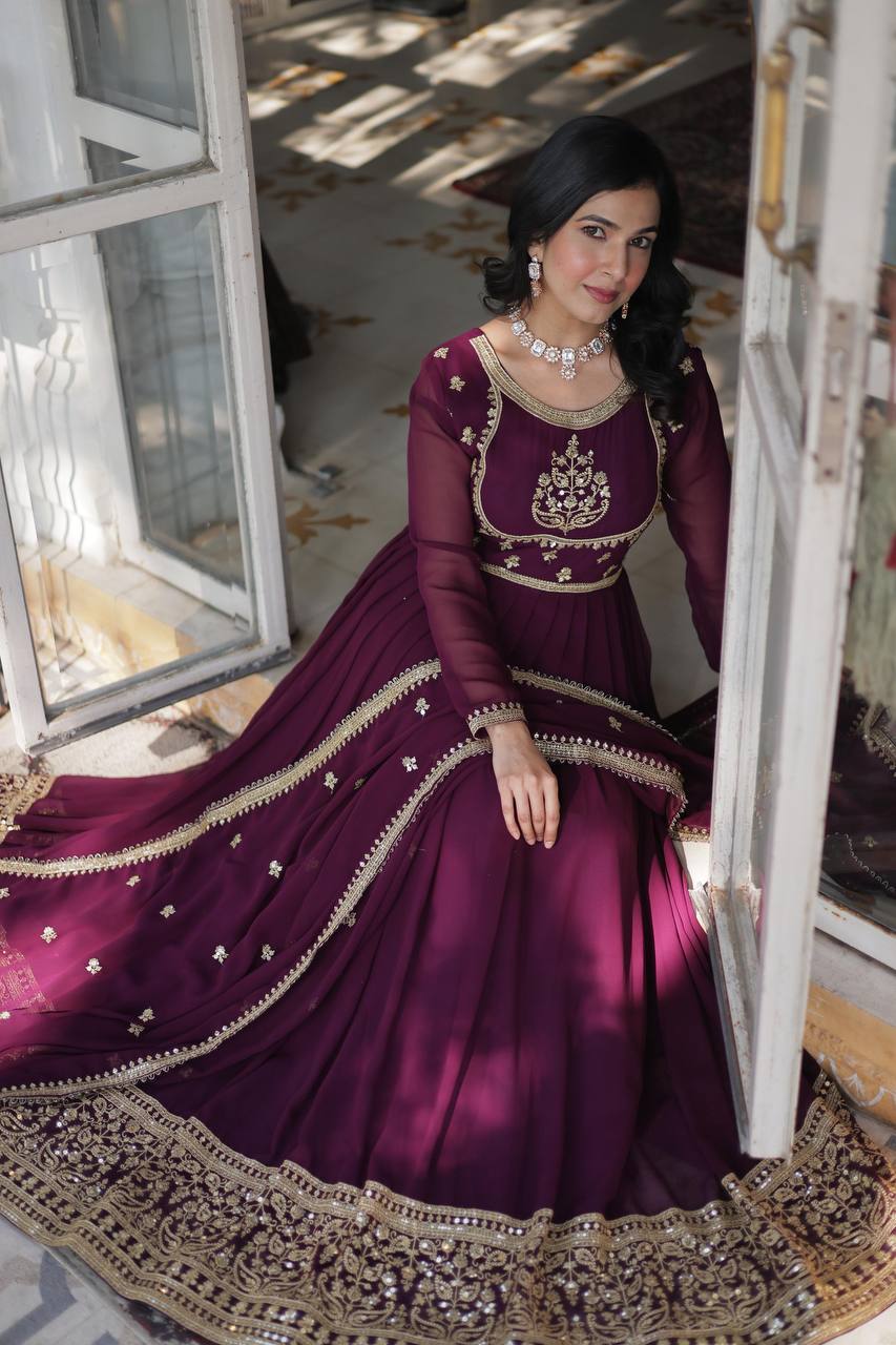 WOMEN DESIGNER EMBROIDERED GOWN WITH DUPATTA