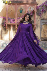 Women's Fully Flair Gown Made With Star Georgette Fabrics and Designer Embroidered Dupatta