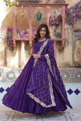 Women's Fully Flair Gown Made With Star Georgette Fabrics and Designer Embroidered Dupatta