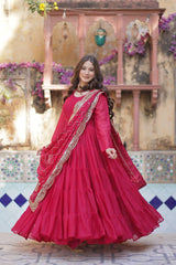 Women's Fully Flair Gown Made With Star Georgette Fabrics and Designer Embroidered Dupatta
