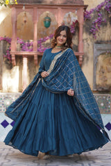 Women's Fully Flair Gown Made With Star Georgette Fabrics and Designer Embroidered Dupatta