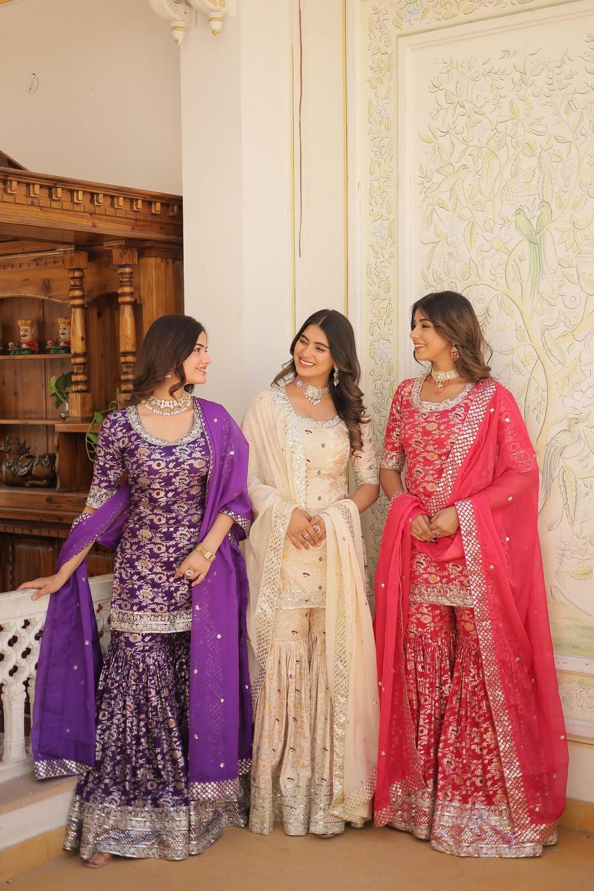 PREMIUM DESIGNER READYMADE TOP-GHARARA-DUPATTA COLLECTIONS