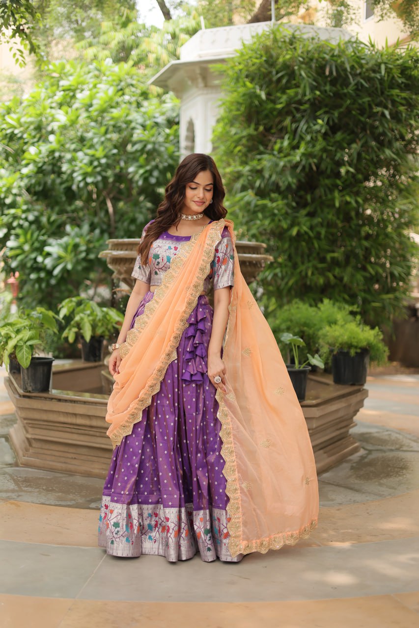 JEQUARD SILK LEHENGA CHOLI WITH DUPATTA COLLECTIONS