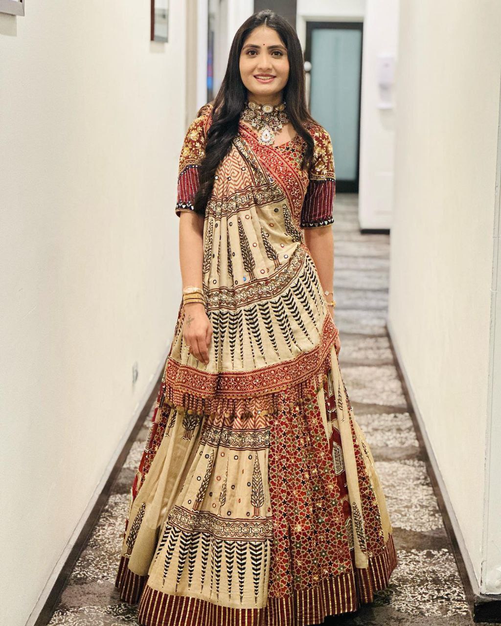 Multy Lehenga Choli With Mirror Work And Attached Pink Dupatta