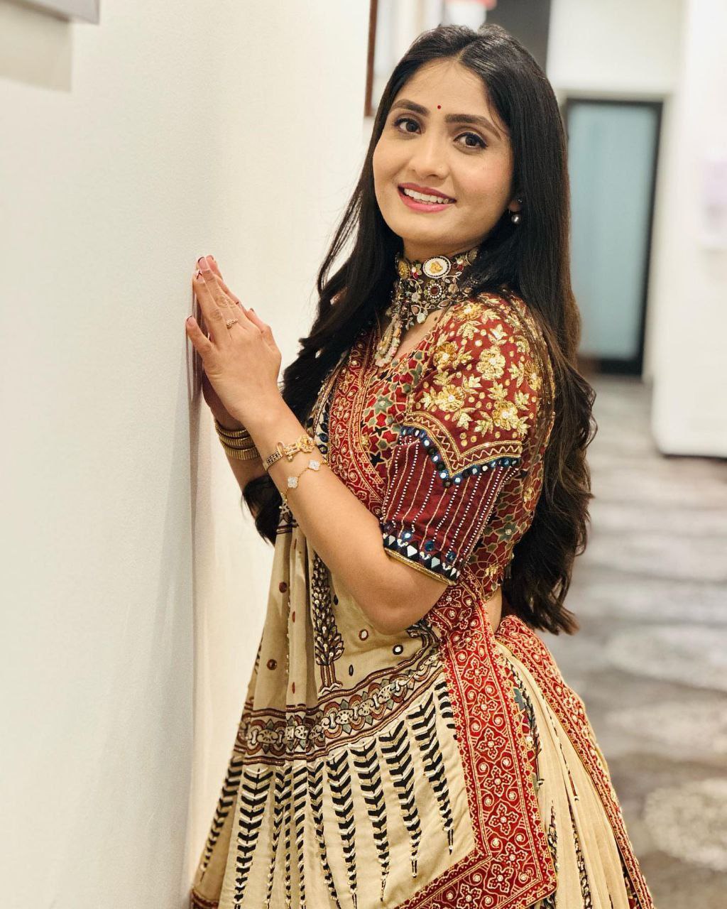 Multy Lehenga Choli With Mirror Work And Attached Pink Dupatta