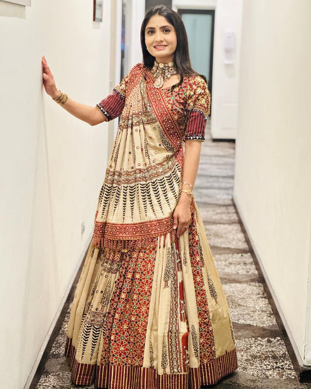 Multy Lehenga Choli With Mirror Work And Attached Pink Dupatta