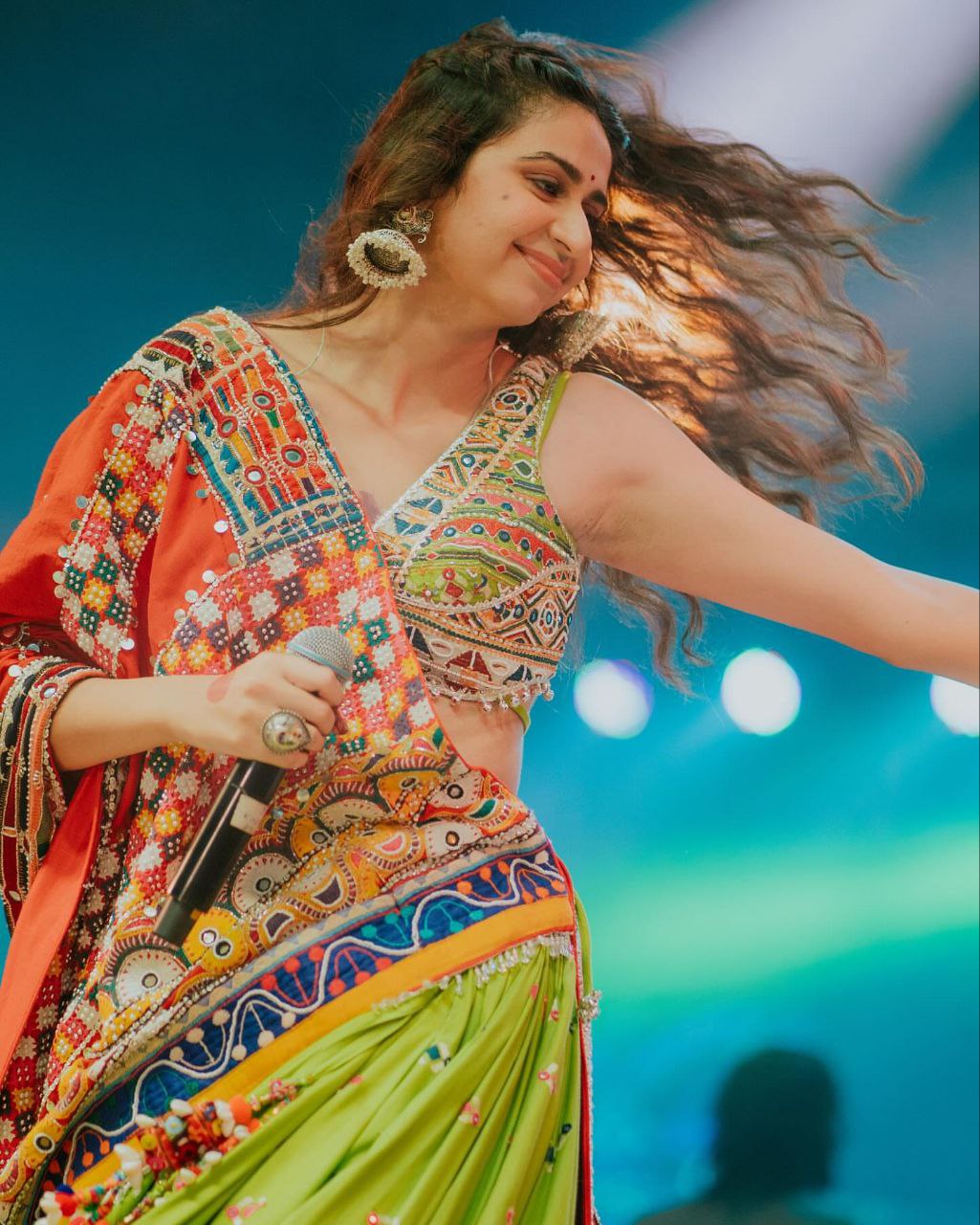 GREEN Lehenga Choli With Mirror Work And Attached DESIGNER Dupatta