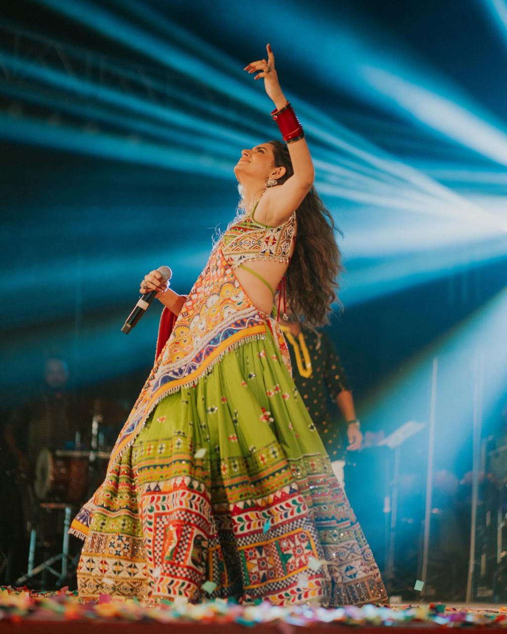 GREEN Lehenga Choli With Mirror Work And Attached DESIGNER Dupatta