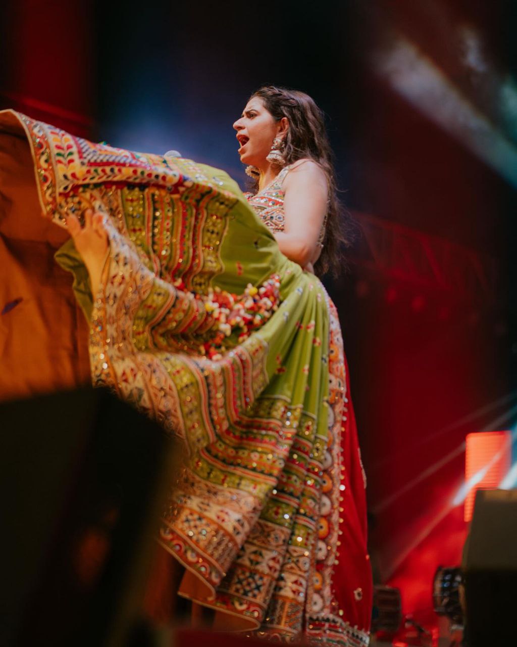 GREEN Lehenga Choli With Mirror Work And Attached DESIGNER Dupatta