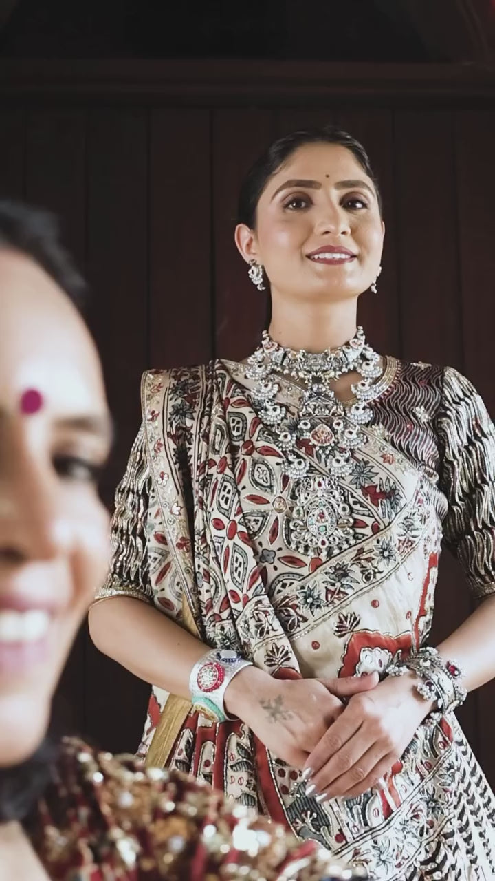 Multy Lehenga Choli With Mirror Work And Attached Pink Dupatta