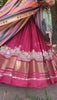 Maroon White Lehenga Choli With Mirror Work And Attached Multi Dupatta