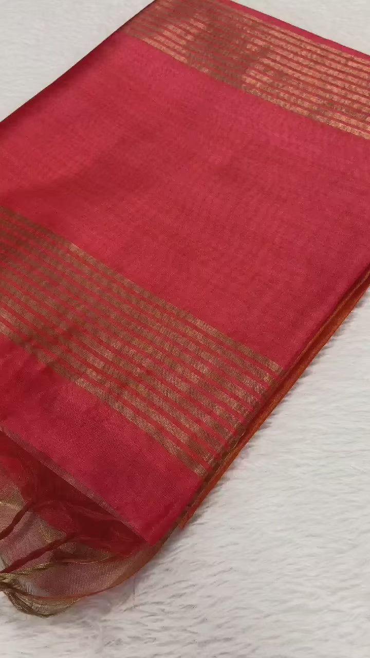 SOFT TUSSAR SILK SAREE WITH BEAUTIFUL PRINT WITH ATTRACTIVE PALLU AND CONTRAST PALLU  WITH TASSAL