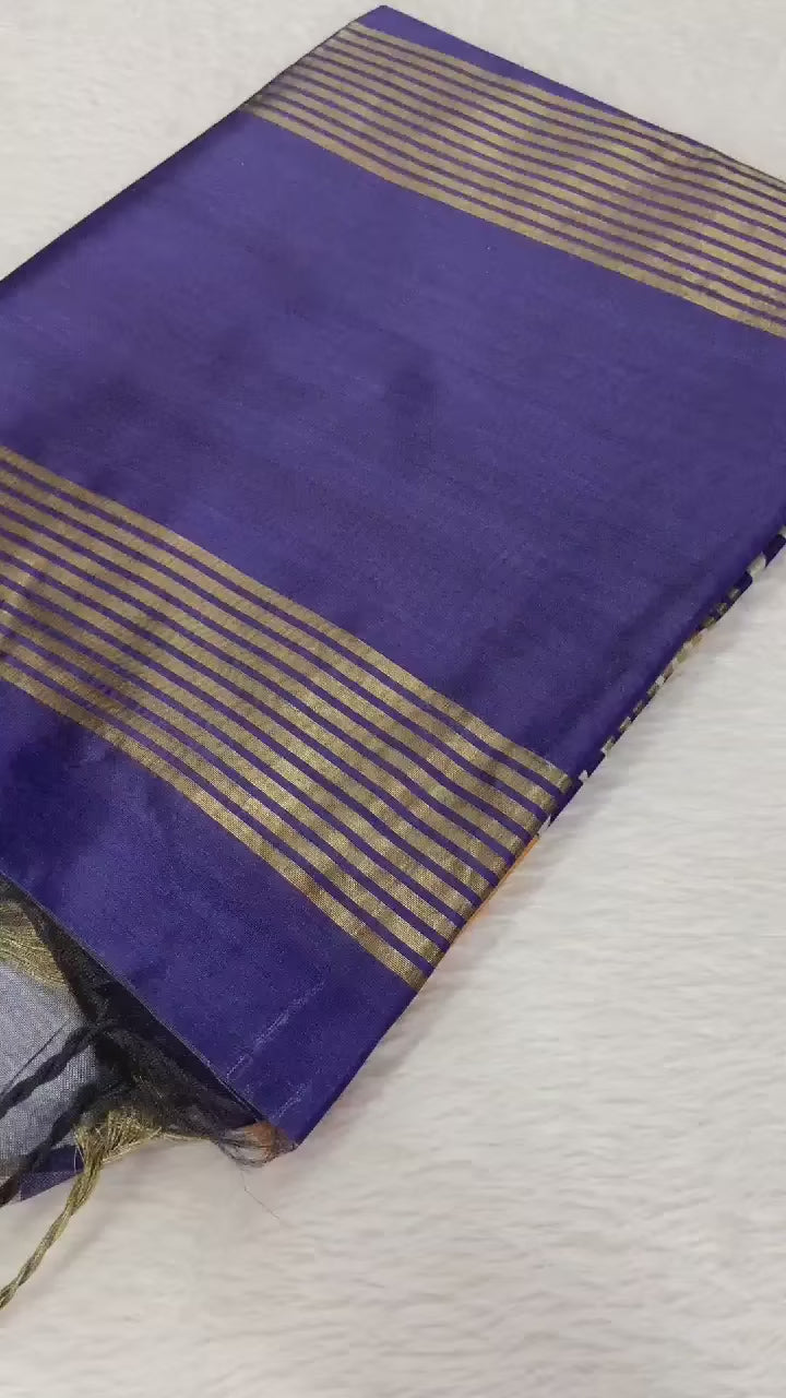 SOFT TUSSAR SILK SAREE WITH BEAUTIFUL PRINT WITH ATTRACTIVE PALLU AND CONTRAST PALLU  WITH TASSAL